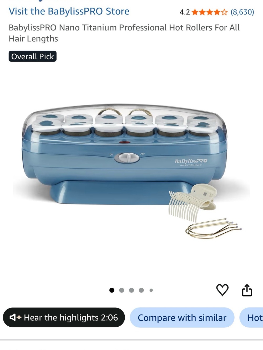 BaBylissPRO Nano Titanium Professional Hot Rollers - 12 Large Rollers